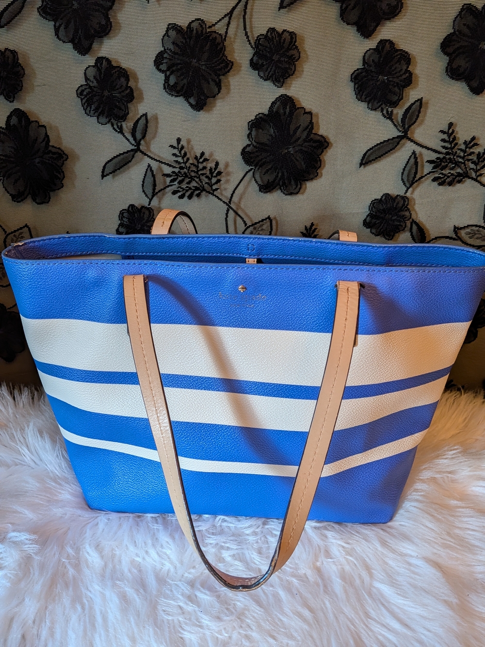 Kate Spade New York Blue Striped Tote Bag